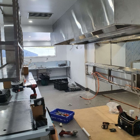 commercial kitchen refurb grease trap gas plumbing